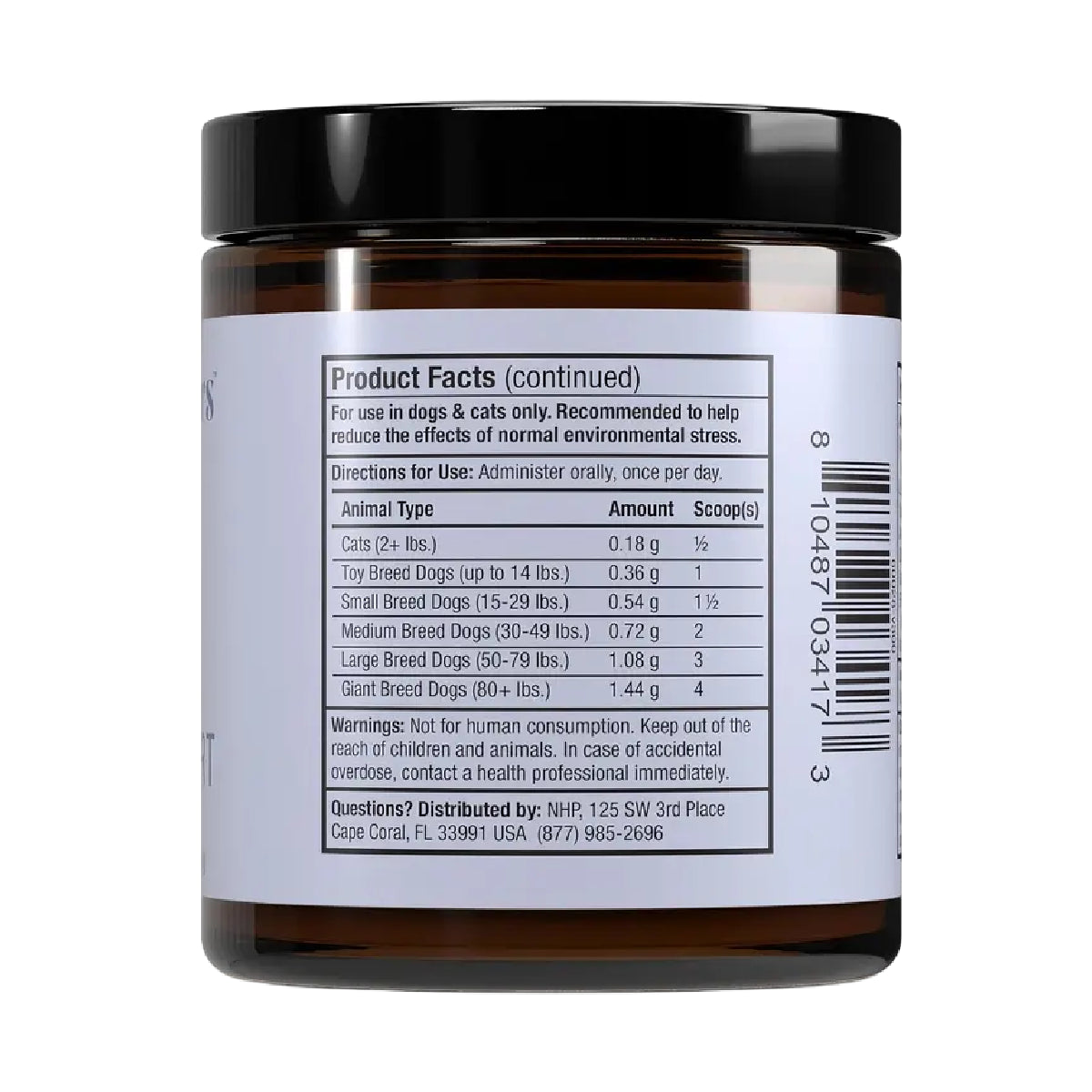 Dr. Mercola Bark & Whiskers Stress Support 36.8 g Suplemento en Polvo para Perros y Gatos Apoyo Calma y Bienestar Emocional