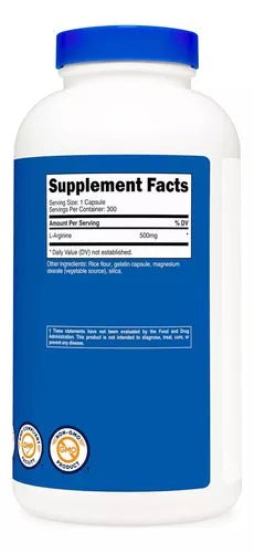 NUTRICOST L ARGININE 500 MG 300 CAPSULES - Hi Vitamins