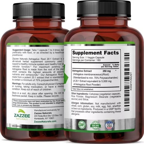 Zazzee Naturals Astragalus 5000 Mg 180 Cápsulas - Hi Vitamins