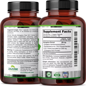 ZAZZEE NATURALS • ASTRAGALUS 5000 MG 180 CAPSULES