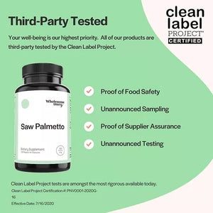 WHOLESOME STORY® SAW PALMETTO 500MG 100 CAPSULES