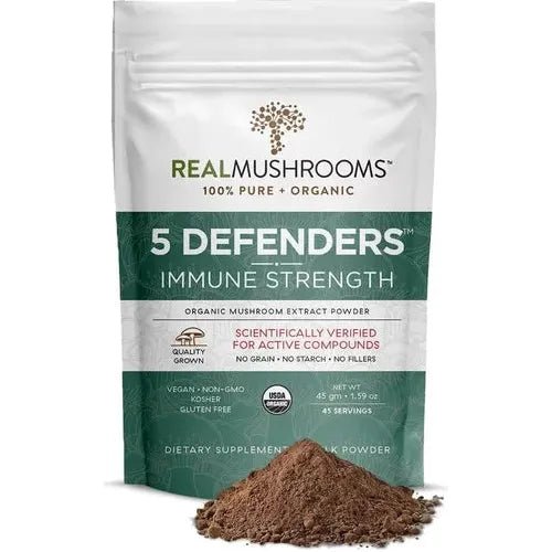 Real Mushrooms 5 Defenders Immune Strength 1.59 oz 45 Porciones - Hi Vitamins