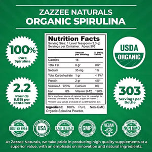 ZAZZEE NATURALS • ORGANIC SPIRULINA POWDER 1KG