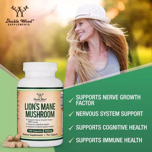 DOUBLE WOOD LION'S MANE MUSHROOM 500 MG 120 CAPSULES