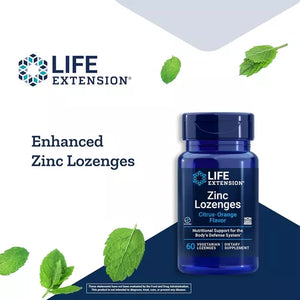 LIFE EXTENSION ZINC LOZENGES CITRUS ORANGE 60 VEGETARIAN LOZENGES