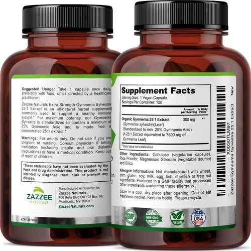Zazzee Naturals Gymnema Sylvestre 7500 Mg 120 Cápsulas - Hi Vitamins