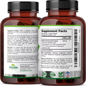 ZAZZEE NATURALS • GYMNEMA SYLVESTRE 7500 MG 120 CAPSULES