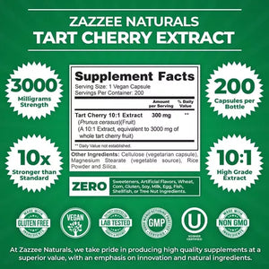 ZAZZEE NATURALS • TART CHERRY 3000MG 200 CAPSULES