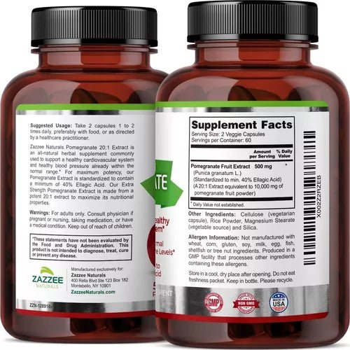 Zazzee Naturals Extra Strength Pomegranate 5000mg 120 Cápsulas - Hi Vitamins