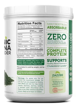 ZAZZEE NATURALS • ORGANIC SPIRULINA POWDER 1KG