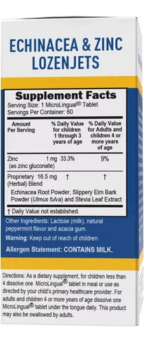 SUPERIOR SOURCE® CHILDREN'S ECHINACEA & ZINC LOZENGJETS 60 MICROLINGUAL TABLETS