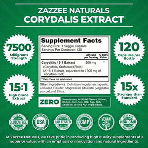 ZAZZEE NATURALS • CORYDALIS 7500 MG 120 CAPSULES