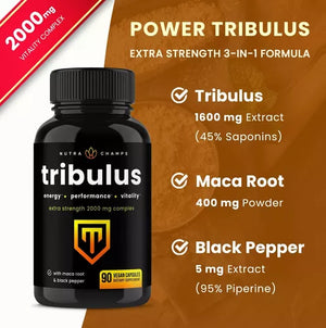 NUTRA CHAMPS • TRIBULUS ENERGY COMPLEX 2000 MG 90 CAPSULES