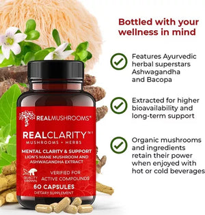 REAL MUSHROOMS™ REAL CLARITY MUSHROOMS + HERBS 60 CAPSULES