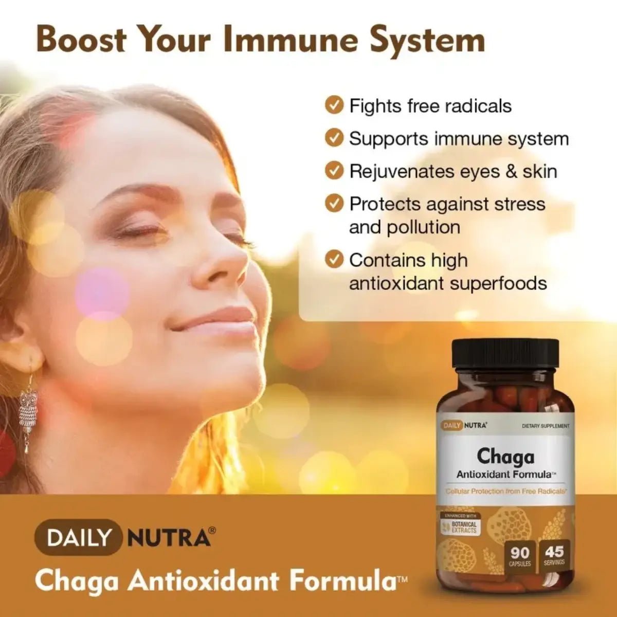 Daily Nutra® Chaga Fórmula Antioxidante 90 Cápsulas - Hi Vitamins