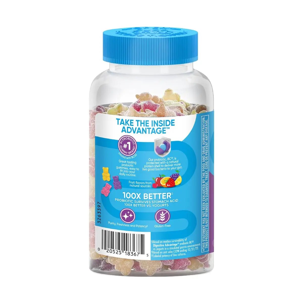 Digestive Advantage® Probióticos 3 en 1 con Vitamina D 80 Gomitas - Hi Vitamins