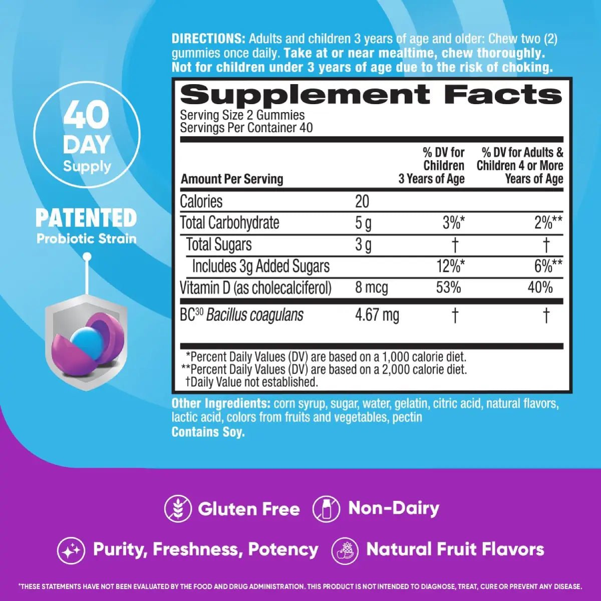 Digestive Advantage® Probióticos 3 en 1 con Vitamina D 80 Gomitas - Hi Vitamins