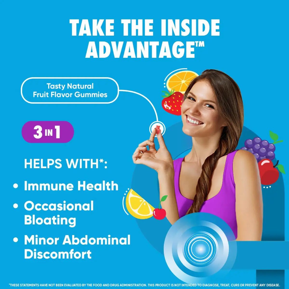 Digestive Advantage® Probióticos 3 en 1 con Vitamina D 80 Gomitas - Hi Vitamins