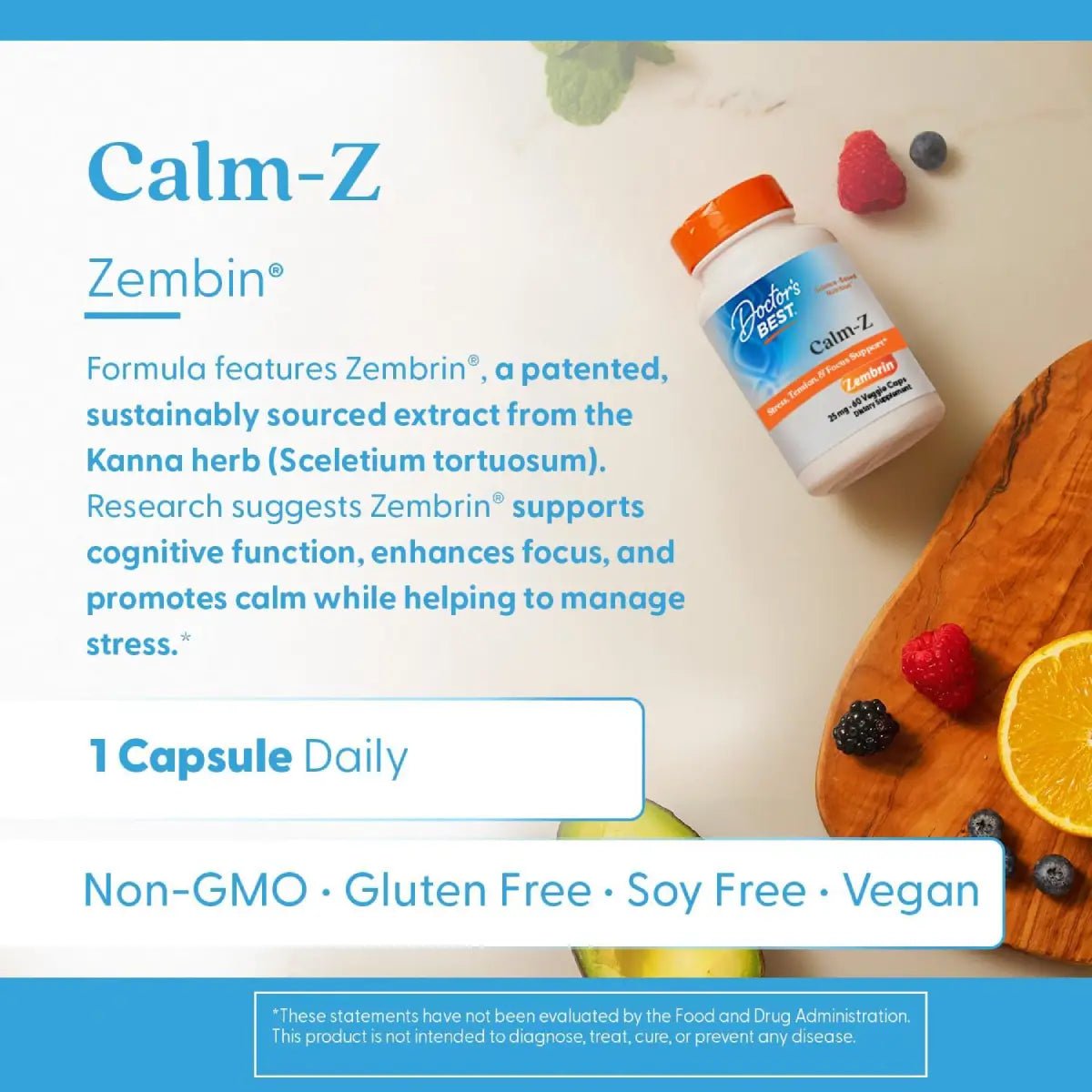 Doctor's Best Calm + Zembrin 25mg 60 Cápsulas - Hi Vitamins