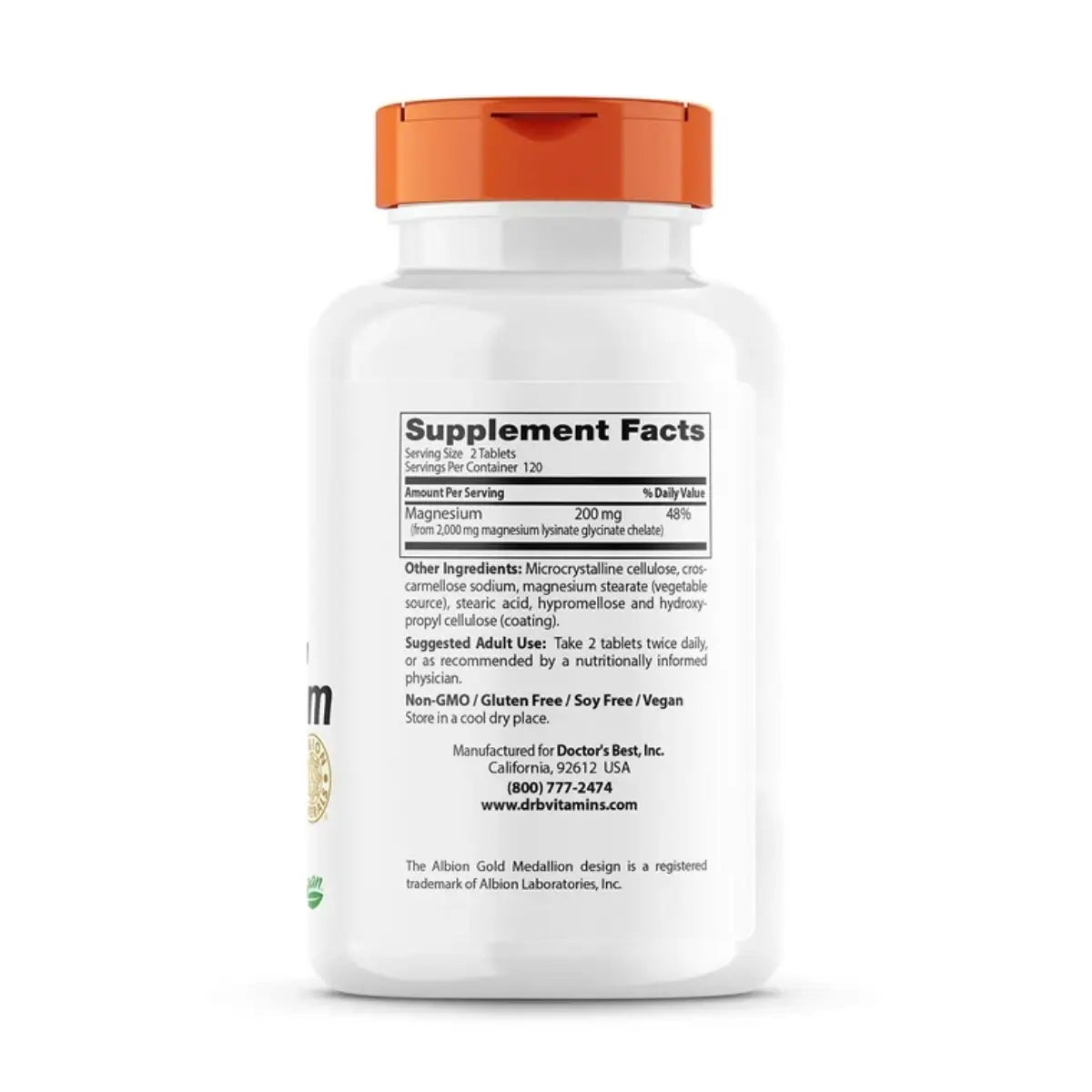 Doctor's Best Magnesio de Alta Absorción 100 Mg 240 Tabletas - Hi Vitamins