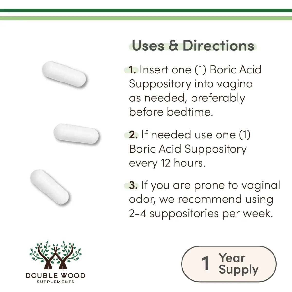 Double Wood Ácido Borico 600 Mg 60 Cápsulas - Hi Vitamins