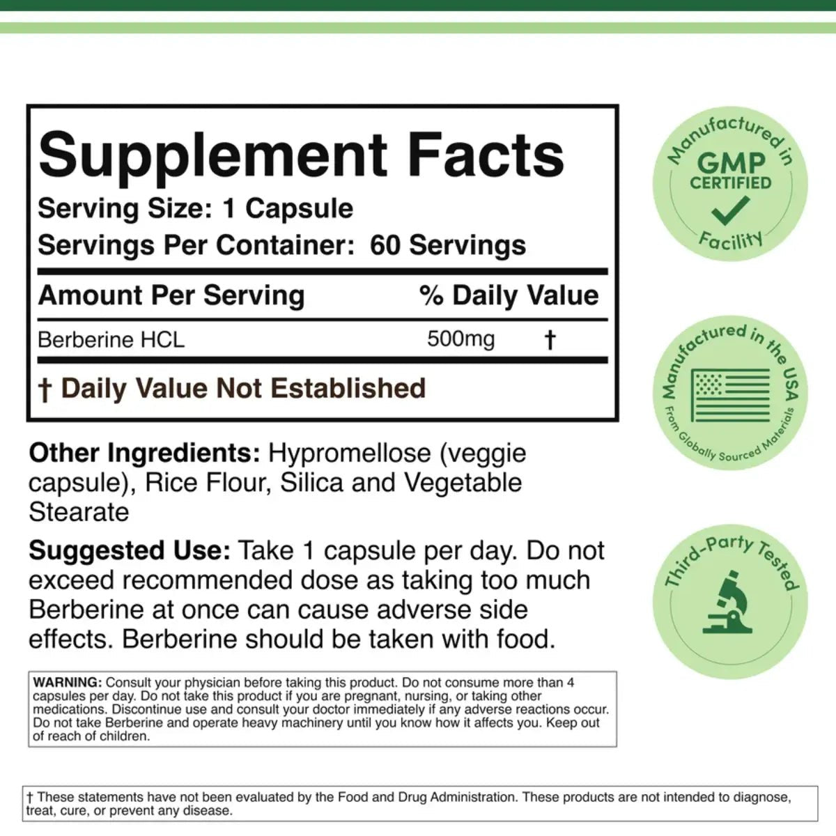 Double Wood Berberina 500mg 60 Cápsulas - Hi Vitamins