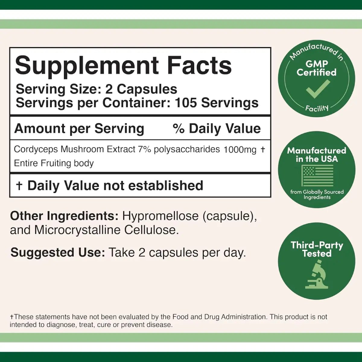 Double Wood Cordyceps Mushroom Extract 1000mg 210 Cápsulas - Hi Vitamins