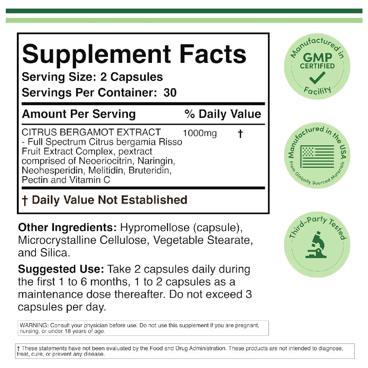 Double Wood Extracto De Bergamota Cítrica 1,000 Mg 60 Cápsulas - Hi Vitamins