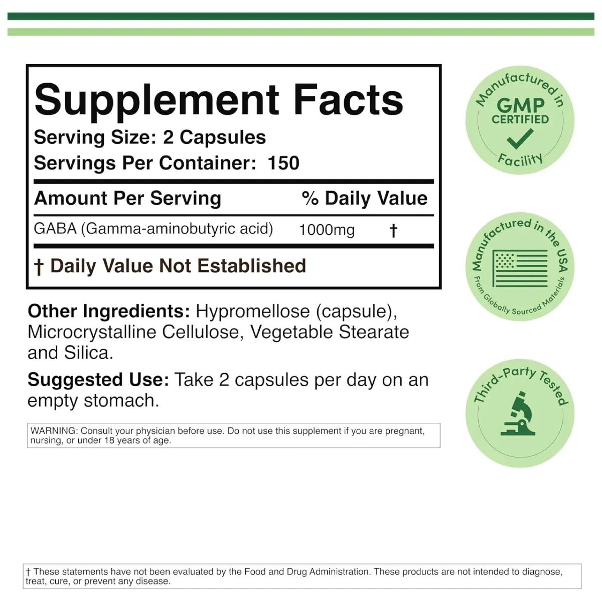 Double Wood GABA 1000 mg 300 Cápsulas - Hi Vitamins