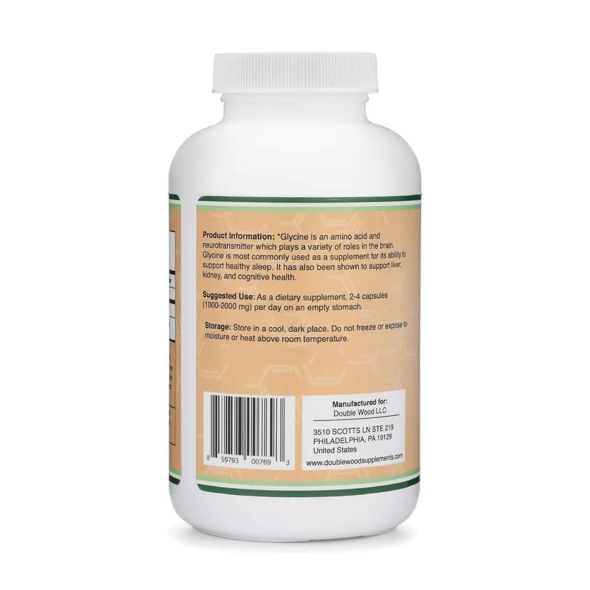 Double Wood Glicina 1000 Mg 300 Cápsulas - Hi Vitamins