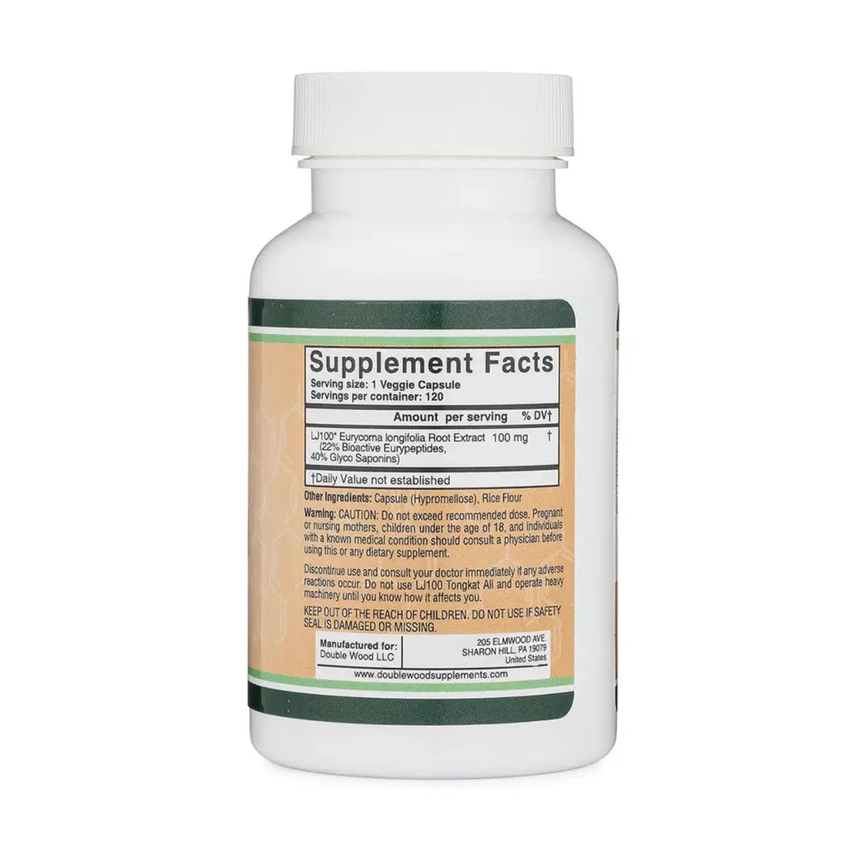 Double Wood LJ 100 Tongkat Ali 100 Mg 120 Cápsulas - Hi Vitamins