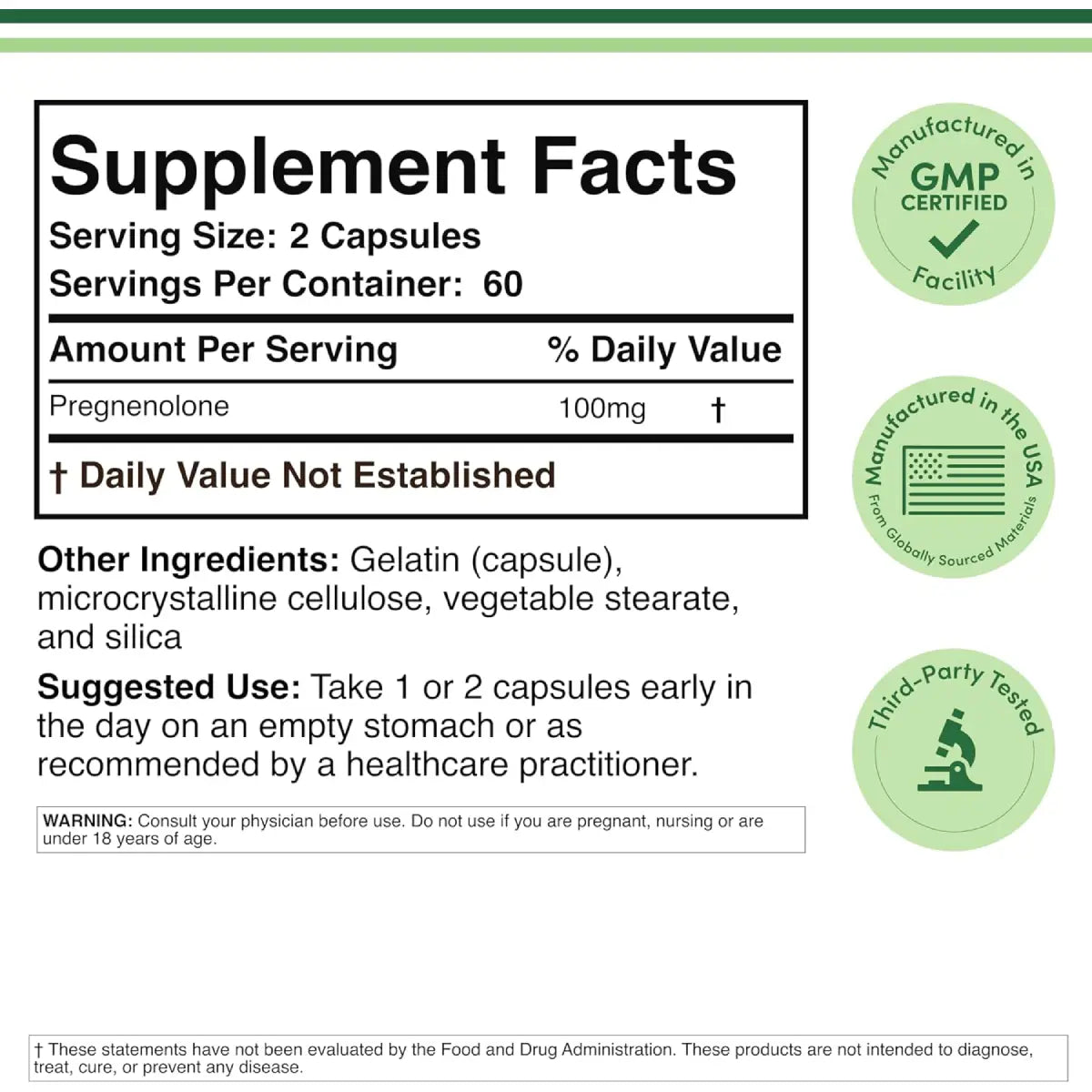 Double Wood Pregnenolona 100 Mg 120 Cápsulas - Hi Vitamins