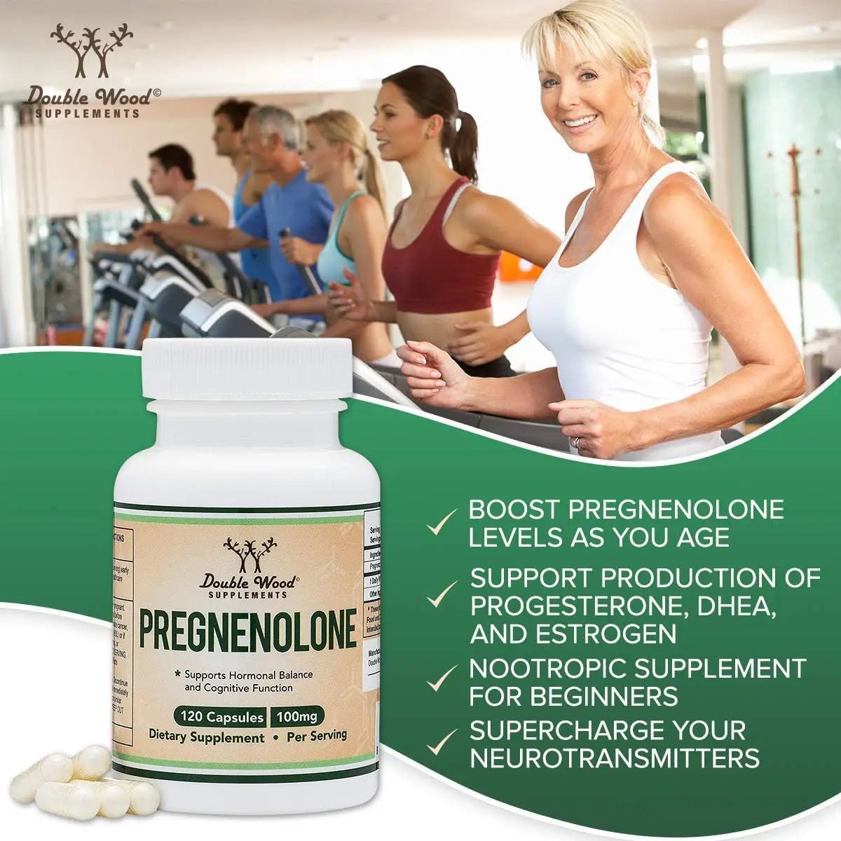 Double Wood Pregnenolona 100 Mg 120 Cápsulas - Hi Vitamins