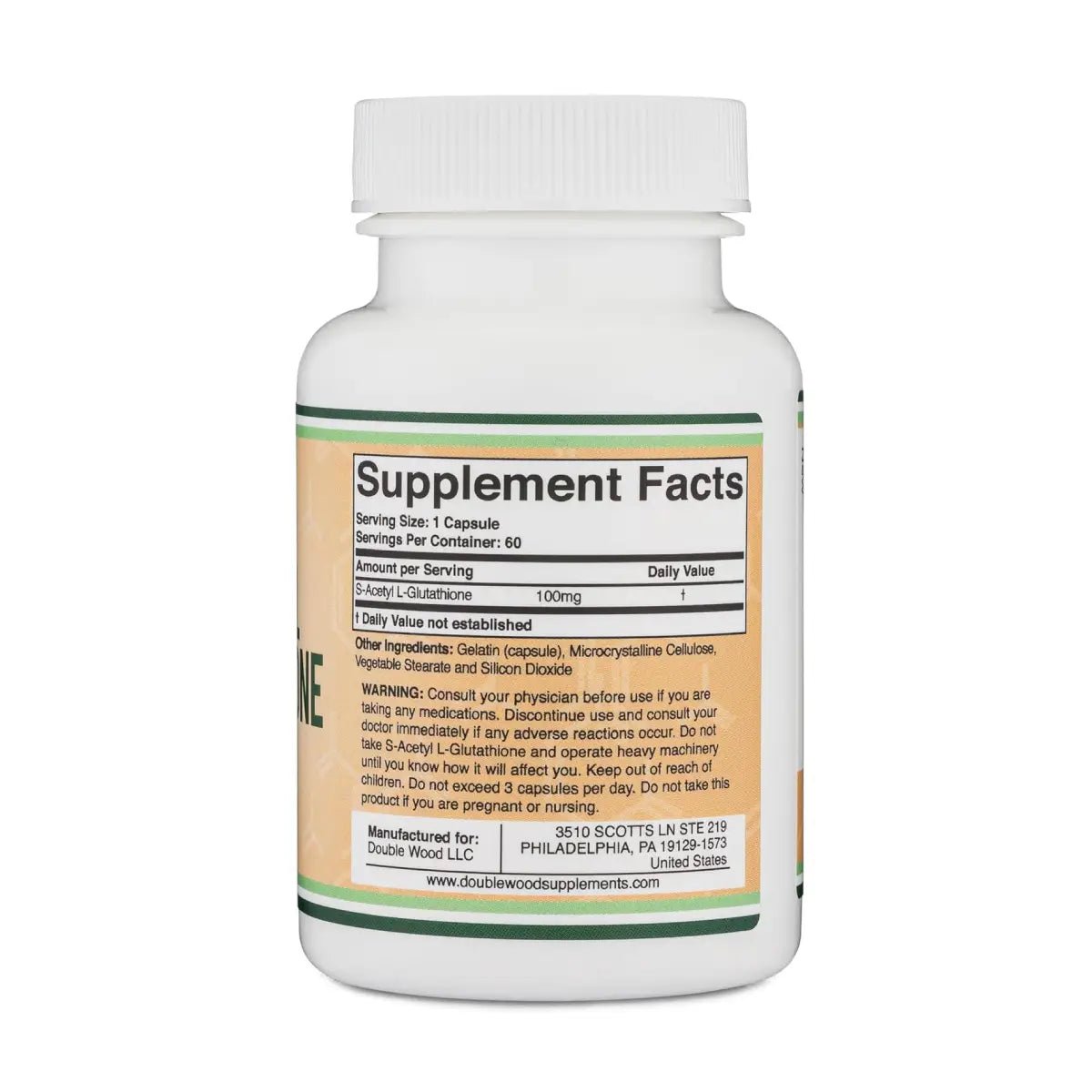 Double Wood S - Acetyl L - Glutathione 100mg 60 Cápsulas - Hi Vitamins