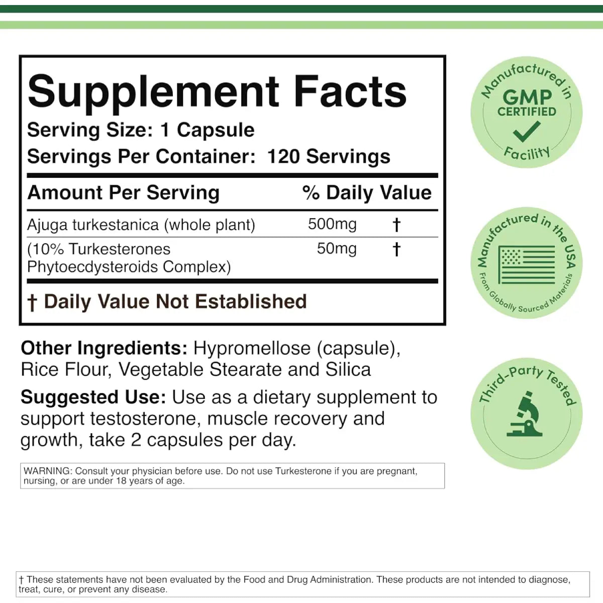 Double Wood TURK 500 | 500 Mg 120 Cápsulas - Hi Vitamins