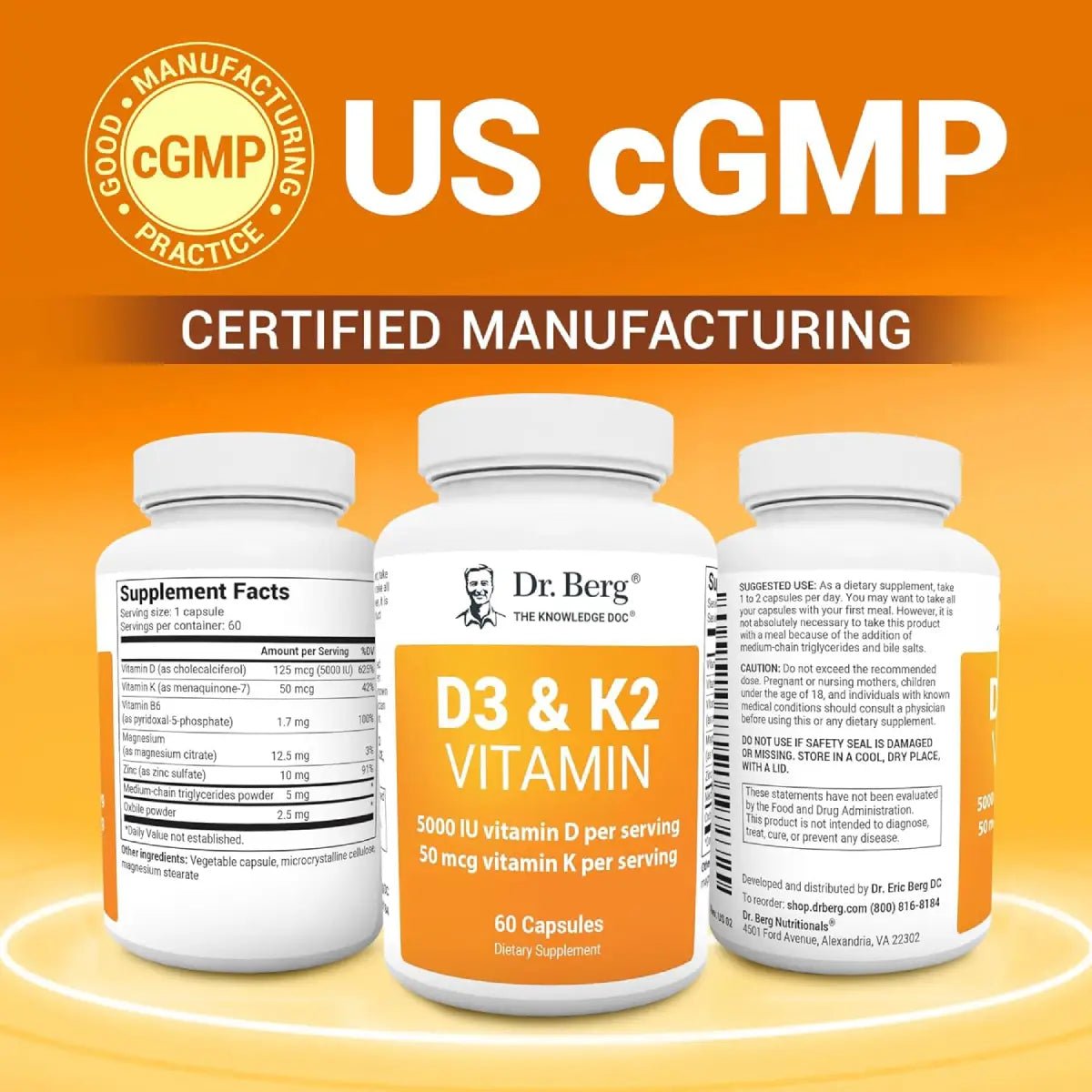 Dr. Berg Vitaminas D3 & K2 60 Cápsulas - Hi Vitamins