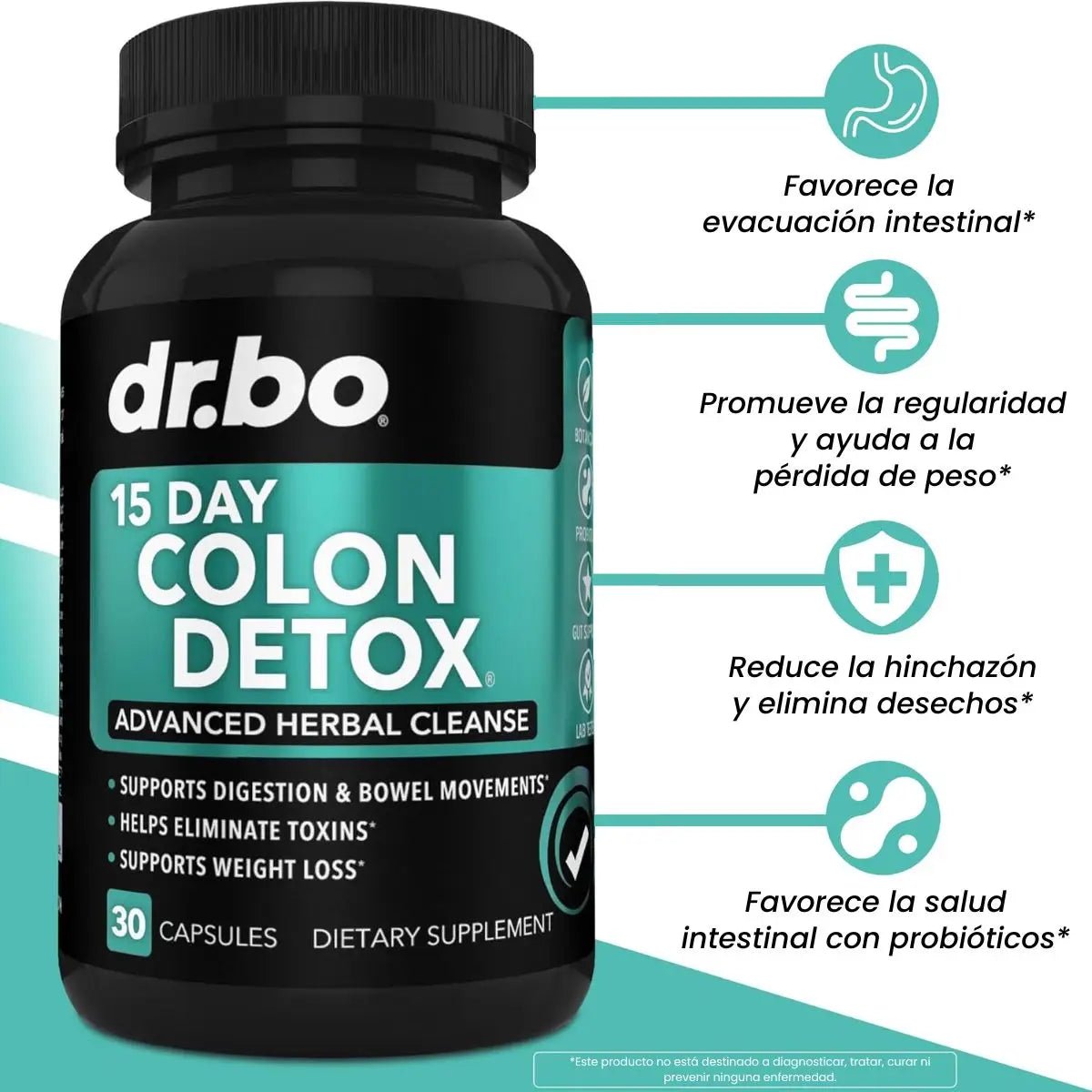 Dr. Bo Limpieza de Colon 15 Dias 30 cápsulas Fibra y Probióticos - Hi Vitamins