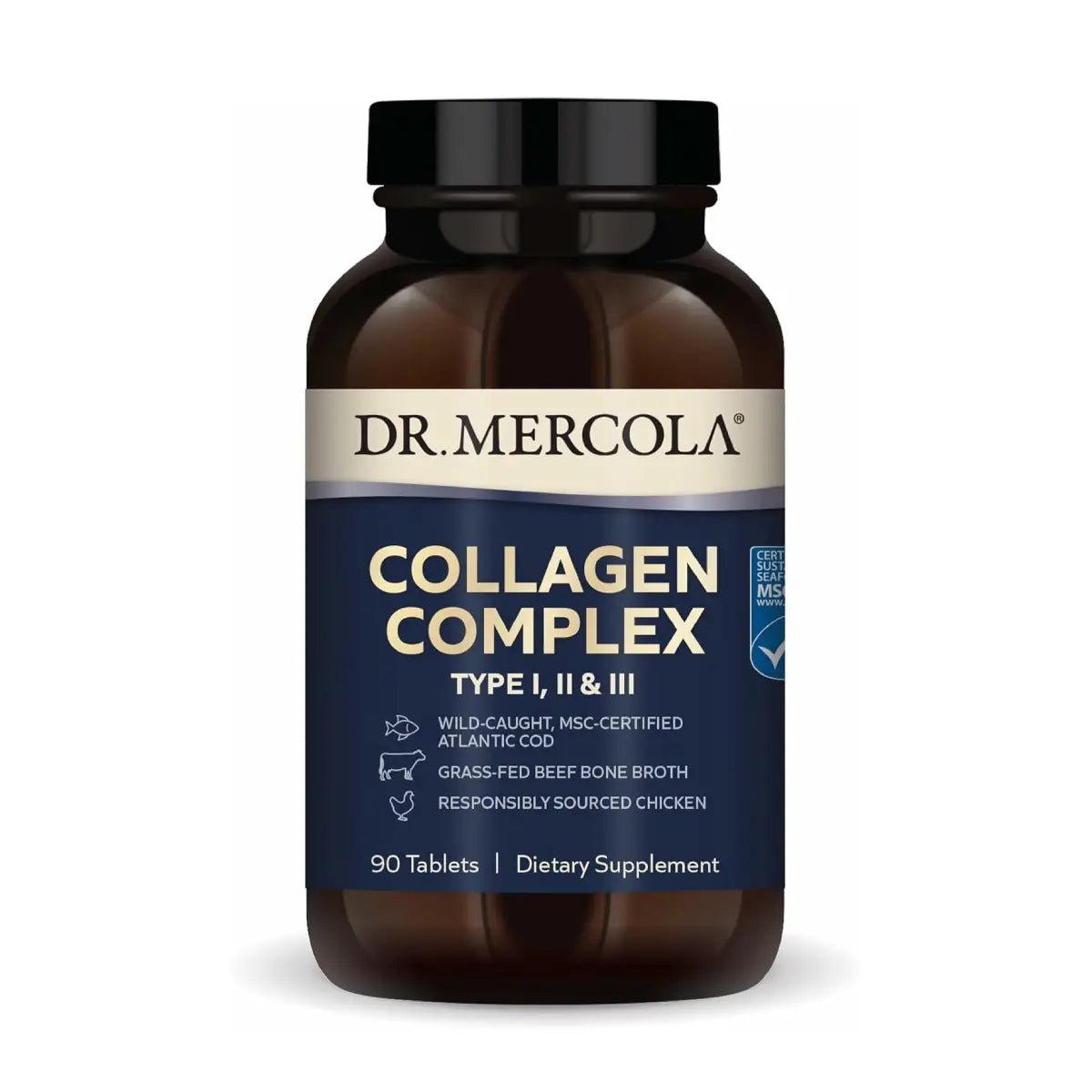 Dr. Mercola Complejo de Colágeno Tipo I, II Y III, 1.5G 90 Tabletas - Hi Vitamins