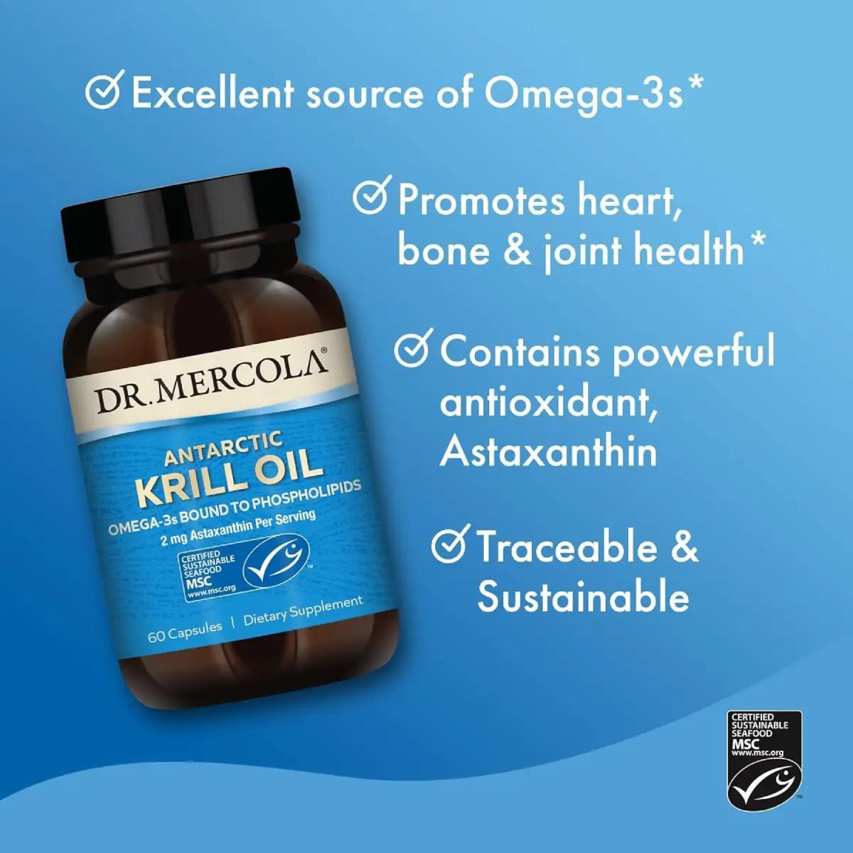 Dr. Mercola® Antarctic Krill Oil Omega - 3s Bound To Phospholipids 60 Cápsulas - Hi Vitamins