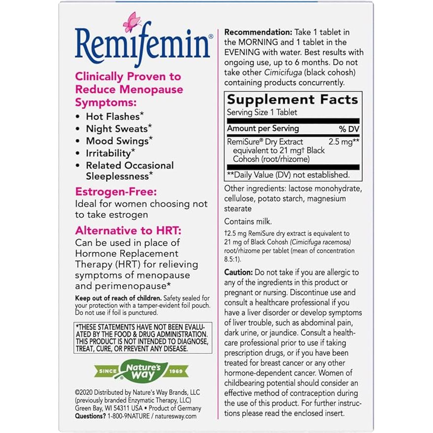 Remifemin Alivio de la Menopausia 60 Tabletas - Hi Vitamins
