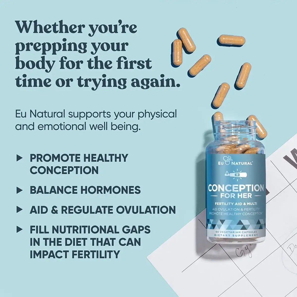 EU Natural Concepción para Ella 60 Cápsulas - Hi Vitamins