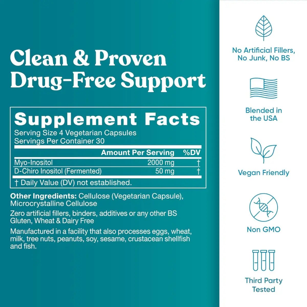 EU Natural Regulate Cycle Support Myo & D - Chiro Inositol 90 cápsulas - Hi Vitamins