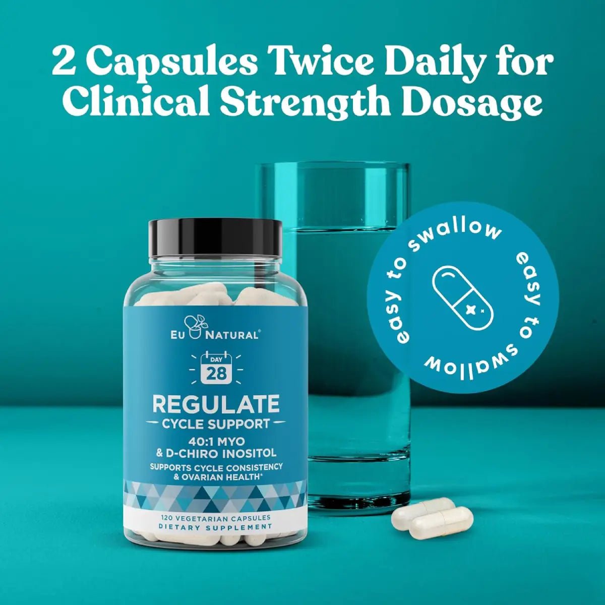 EU Natural Regulate Cycle Support Myo & D - Chiro Inositol 90 cápsulas - Hi Vitamins