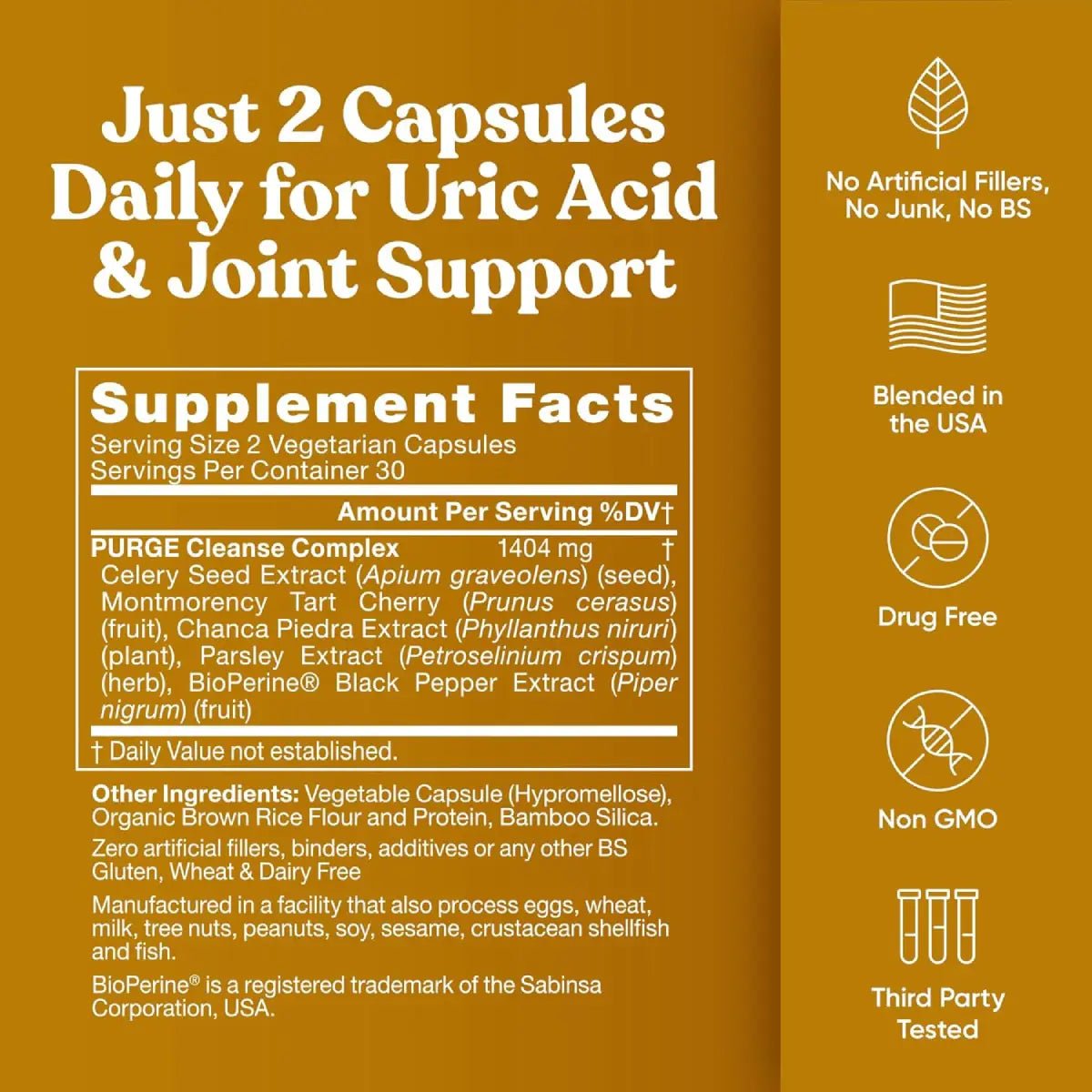 Eu Natural Purga de Ácido Úrico con Extracto de Semilla de Apio y Cereza Ácida 60 Cápsulas - Hi Vitamins