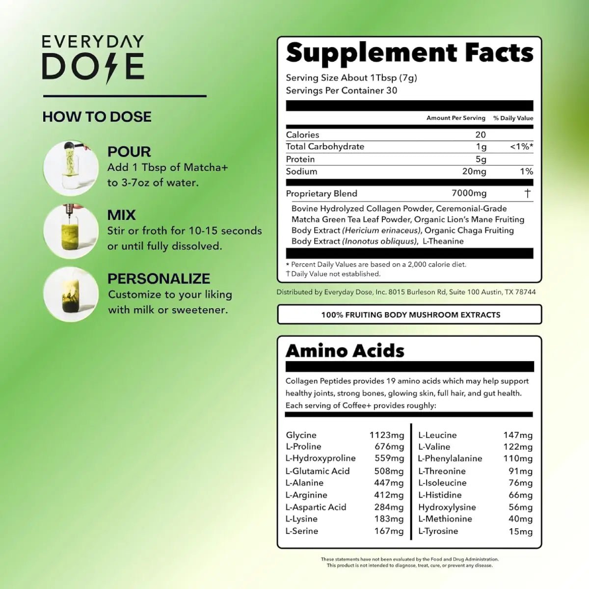 Everyday Dose® Mushroom Matcha+ 210 g - Hi Vitamins