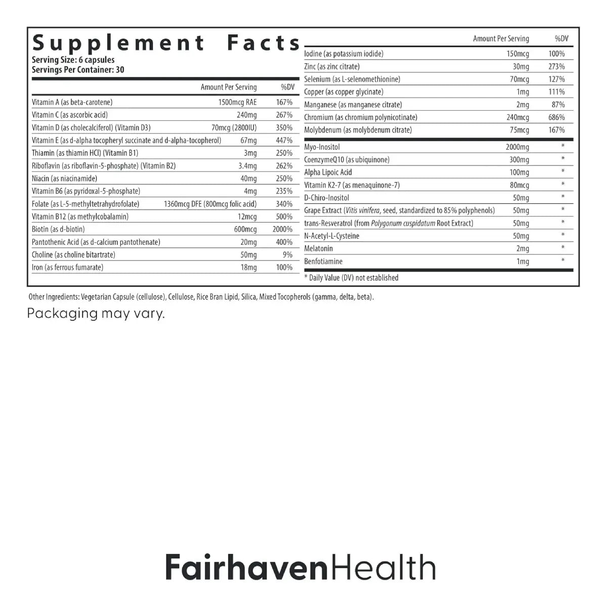 Fairhaven Health Fh Pro Women 180 Cápsulas - Hi Vitamins