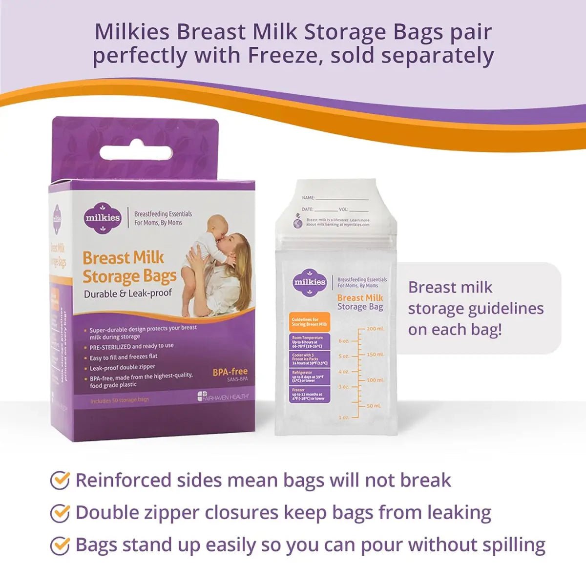 Fairhaven Health Milkies Freeze Breast Milk Storage System - Hi Vitamins