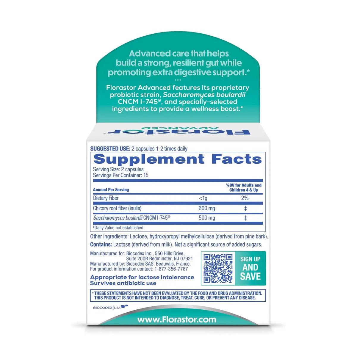 Florastor Pre – Probiótico y Suplemento de Fibra 30 Cápsulas - Hi Vitamins