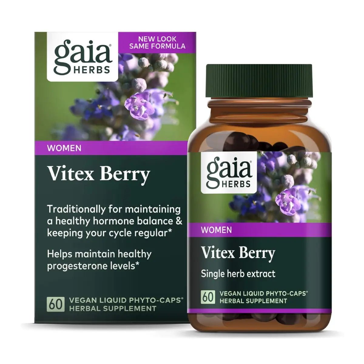 Gaia Herbs® Vitex Berry Balance Hormonal para Mujeres 60 Cápsulas - Hi Vitamins