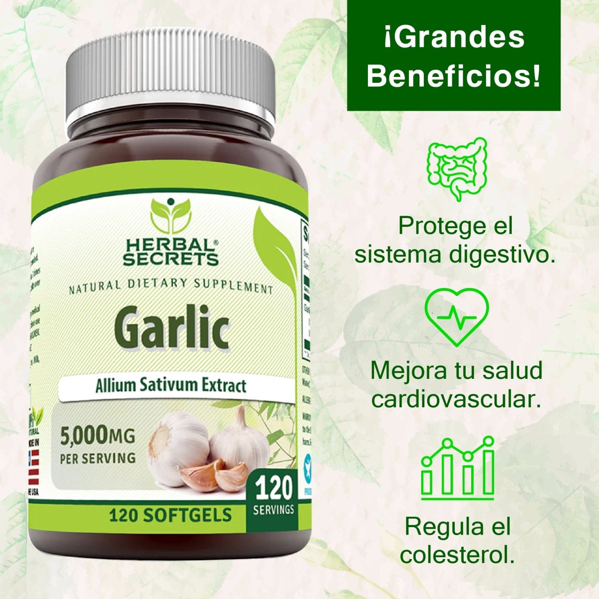 Herbal Secrets® Ajo 500mg 120 Cápsulas - Hi Vitamins